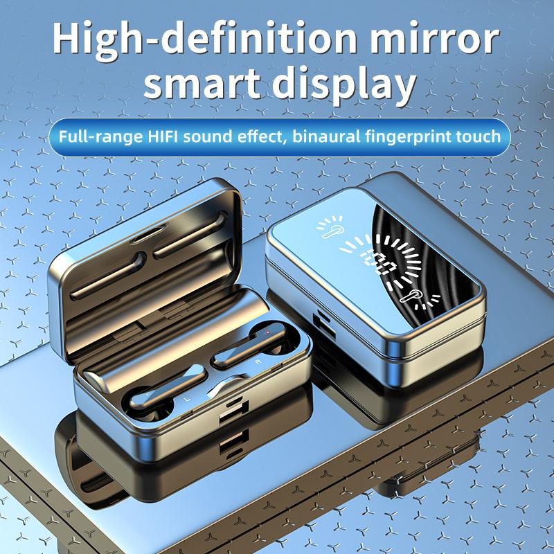 Tai nghe Bluetooth không dây S20 với Micro tích hợp Màn hình kỹ thuật số LED với gương Pin 3.7V 1200mAh Nút tai Thích hợp cho trò chơi thể thao và kinh doanh giảm tiếng ồn