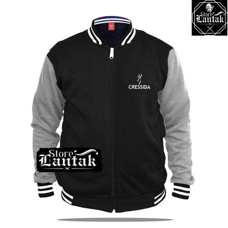 Varsity Resleting Cressida Keren  Text Putih Jaket Pria Wanita Keren Oversize Cewek Cowok Wanita Keren Oversize Cewek Cowok 4