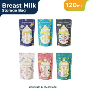 Gea Kantong Asi Bayi 120ml isi 30pc Storage Breast Milk Baby Profesi Animal Pattern Steril Zipper Lock
