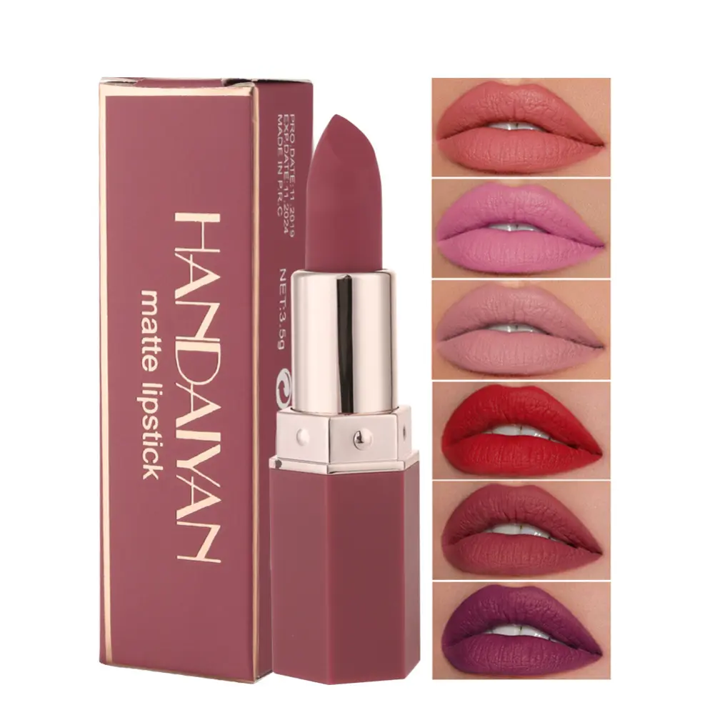 Gincu Pusam, Bentuk Heksagon, Tidak Melekat, Kalis Air, Melembapkan, 6 Warna Tersedia, Pengilat Bibir