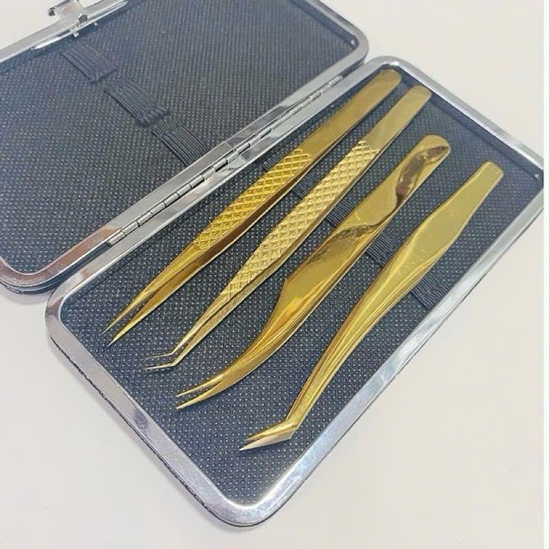 (TẶNG BÓP) Combo 4 cây nhíp tách và gắp ( màu vàng )nhíp tách Pakistan, nhíp gắp Pakistan _ Dụng cụ nối mi _ Phụ liệu nối mi Mi Tâm