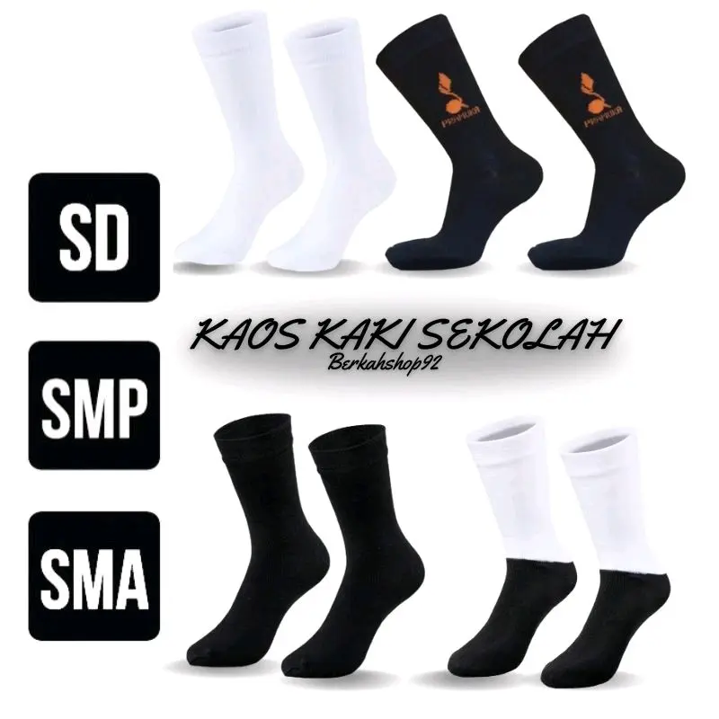 PAKET 6 PASANG KAOS KAKI ANAK SEKOLAH SD SMP SMA PRIA DAN WANITA 2