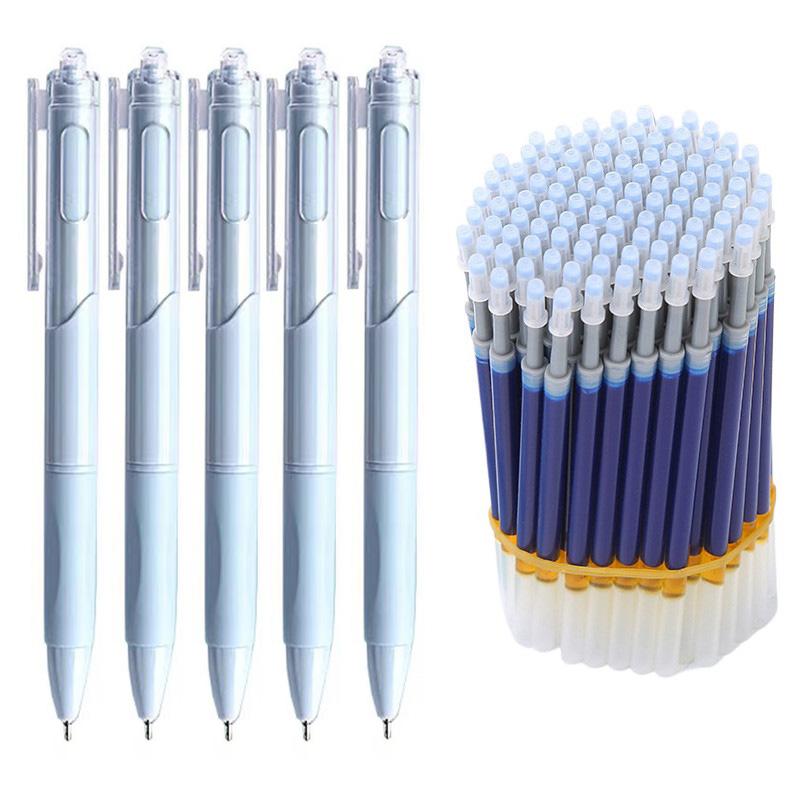  Bộ Bút Gel 5 Bút + 48 Nạp Có Thể Thu Vào Mực Gel 0.5Mm Màu Xanh Dương Có Thể Thay Thế Thích Hợp Để Viết Bút Mực Văn Phòng Phẩm Học Sinh Đồ Dùng Văn Phòng Trường Học 