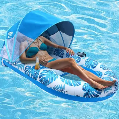 Pool Floats For Adults Amandir Pool Float With Canopy, Light-Up XL