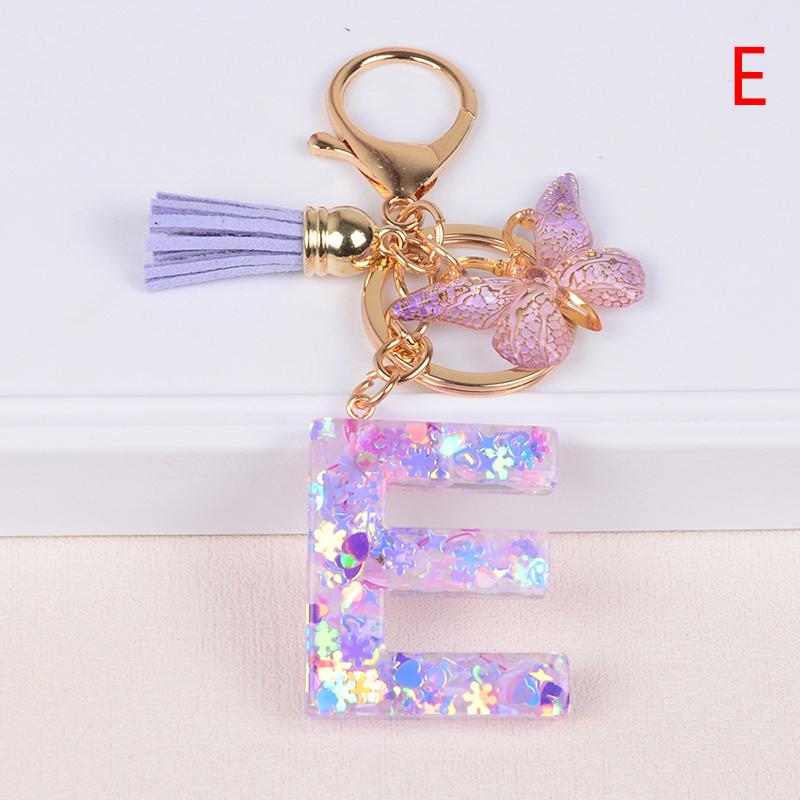 Product Introduction of A-Z Dreamy Sequin Letters Keychain For Women Tassel Butterfly Pendant Keyring  Bags  Car Key Chain 22