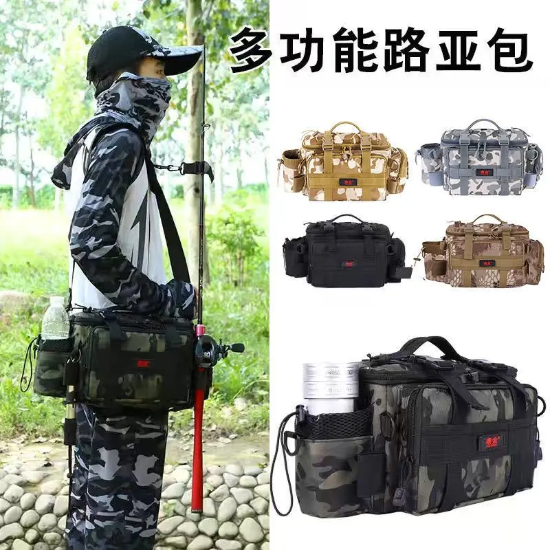 Beg Pinggang Gewang Pelbagai Fungsi, Kalis Air, Sesuai untuk Memancing, Beg Gewang Pancing, Kapasiti Besar, Alat Alat Memancing, Beg Galas Luar, Beg Pinggang, 2024