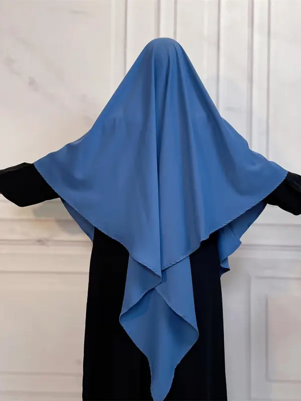 Arabic Clothing-satin Solid Instant Hijab without Dress, Trendy Minimalist Plain Color Khimar, Stylish Soft Comfort Bounce Muslim Hijab Women Accessories for Daily Use 1