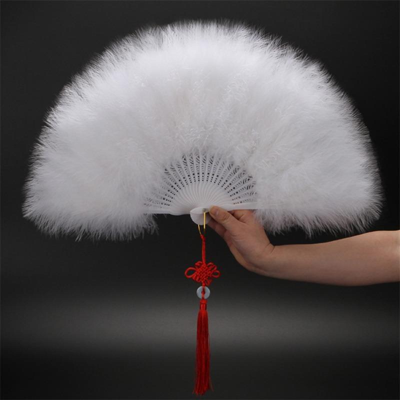 Product Introduction of [Back To Nature]Full Velvet Thickened Feather Fan Cheongsam Catwalk Performance Dance Folding Fan Square Dance Feather Fan 14