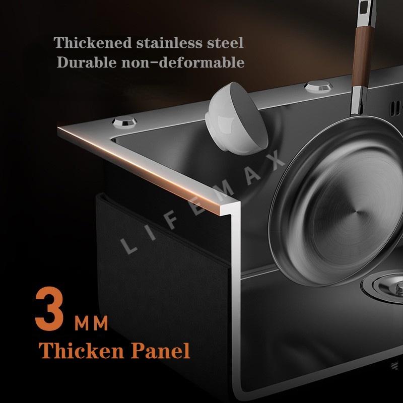 [SG Seller]Kitchen Nano Sink Single/Double Sink 304 Stainless Steel Household Sink With Kitchen Faucet Drain Accessories 4