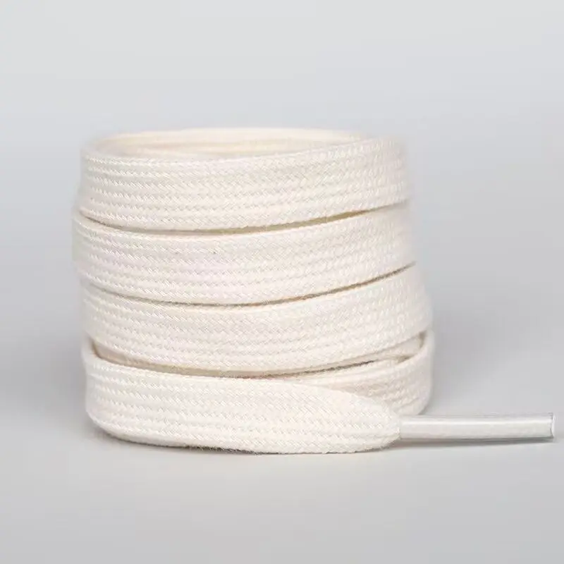 Giày Vải có Dây Dày, Cotton Nguyên Chất, Phẳng, Màu Trắng, Be, Đen, Hàng Mới Về 2024, Có Ren Trắng 2