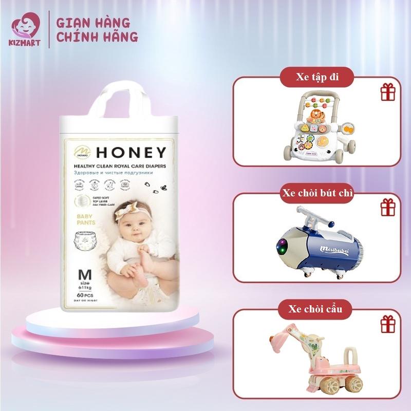  Tặng xe chòi chân ComBo 4 Bịch Tã Bỉm HONEY siêu mềm siêu mỏng siêu mịn đủ size từ NB-4XL