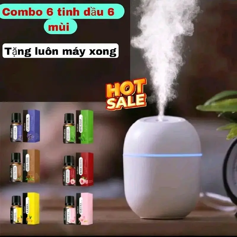 [Số lượng có hạn] Combo 6 tinh dầu xông phòng 6 mùi tặng kèm 1 máy xông máy phun sương ,15-20m combo trải nghiệm giá chỉ 89k 8