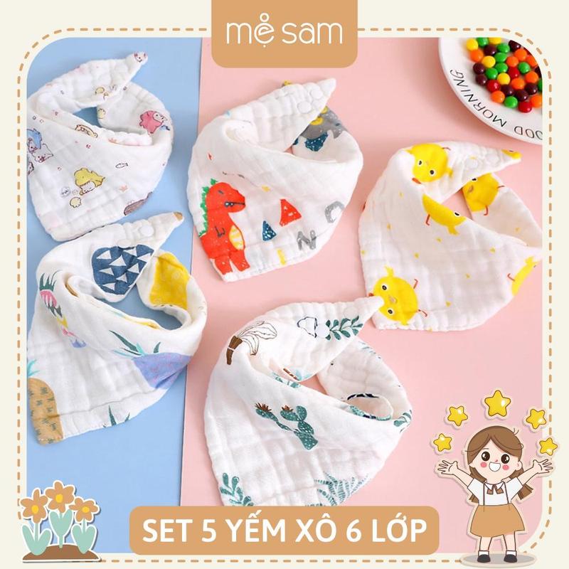 Set 5 yếm xô 6 lớp cho bé