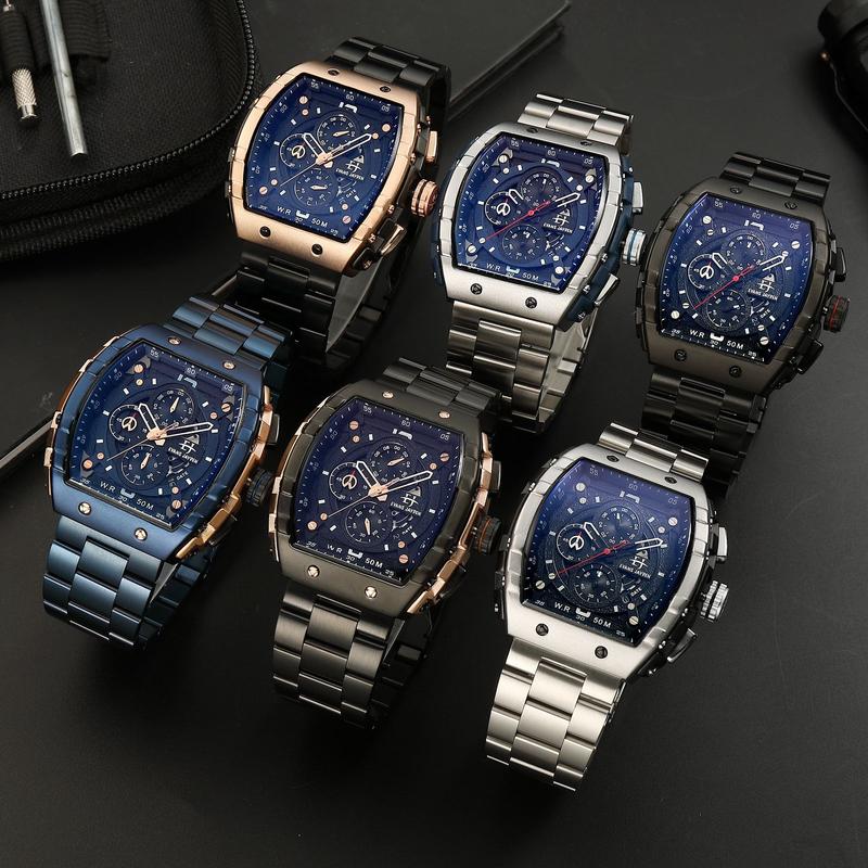 DISKON jam tangan  !! Evans Jayden Jam Tangan Pria 9554-1 Rantai Stainless Steel Kaca Sapphire Chronograph Water Resistant 5ATM Air Bahan Watches Waterproof 8