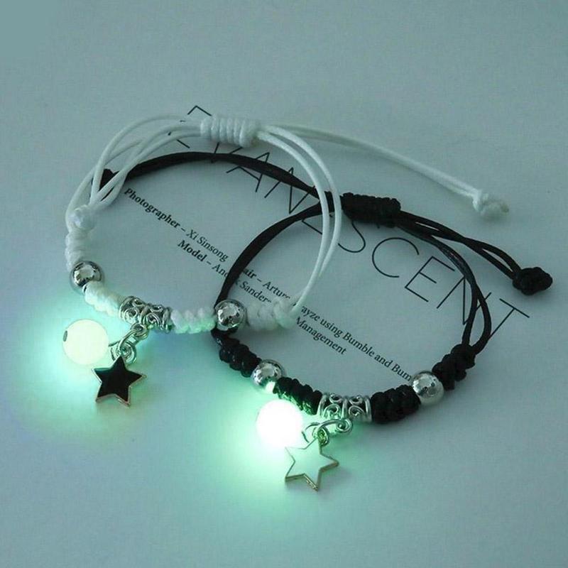 Bộ Vòng Tay Phát Sáng Trong Bóng Tối, Dành Cho Cặp Đôi Và Bạn Bè, Vòng Tay Charm Bện, Tình Yêu Và Tình Bạn, O1W4