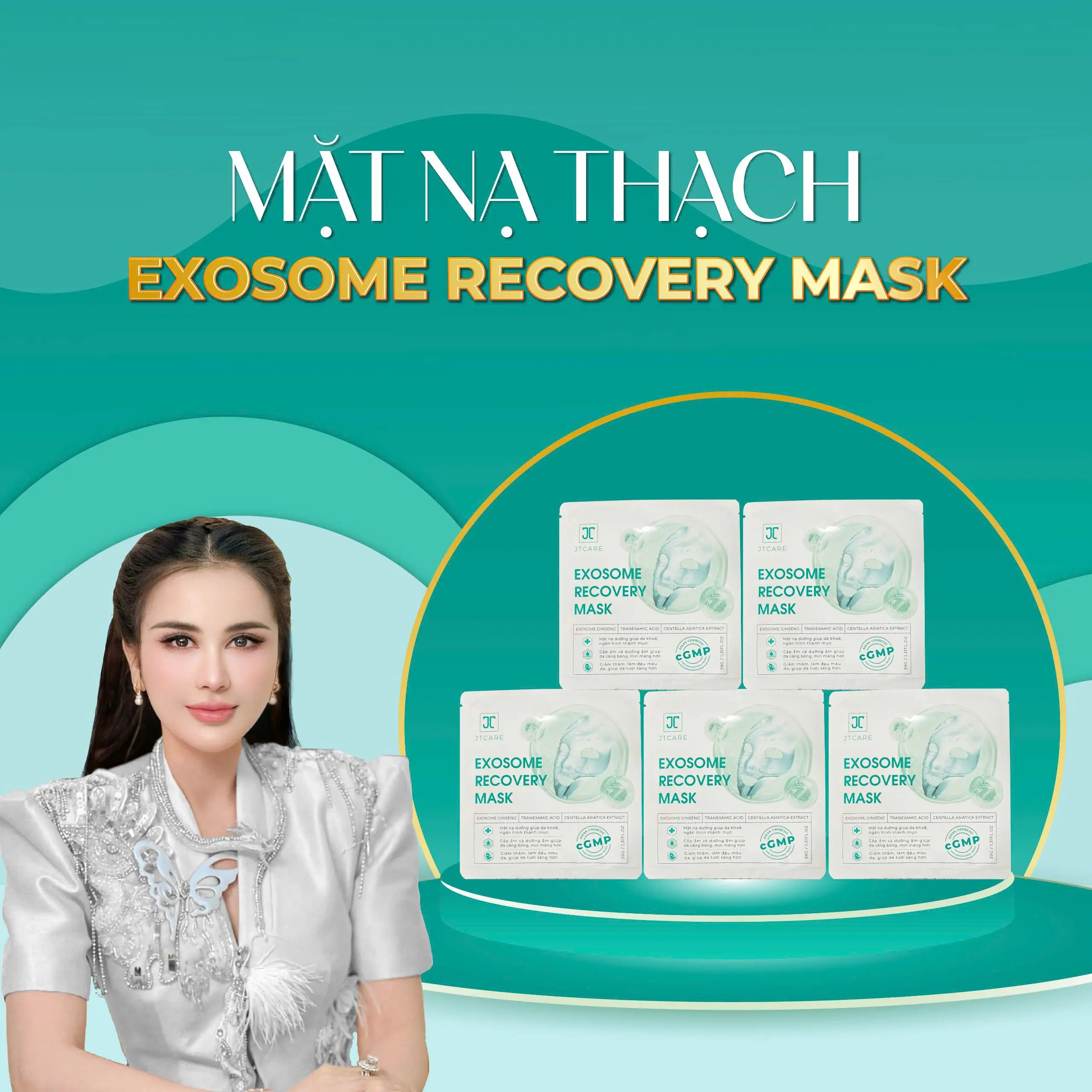 JT06 - Mặt nạ thạch Nhã Lê Exosome Recovery Mask - Cấp nước, tăng độ ẩm cho da, giảm vết sạm nám thâm mụn, giúp da thêm săn chắc - Làm Đẹp Da, Dưỡng Ẩm Da