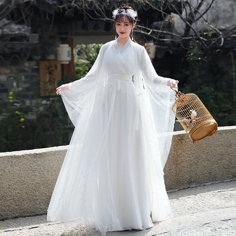 Hanfu Nữ Mùa Hè, Thiết Kế Cô Gái Rồng Nhỏ Trang Phục Cổ Trang, Siêu Thanh Lịch, Phong Cách Trung Quốc, Váy Ru, Thích Hợp Cho Cuộc Họp Hàng Năm, Trang Phục Biểu Diễn Khiêu Vũ, Quần Áo Cổ Trang, Chính Hãng Cho Nữ, Năm 2025