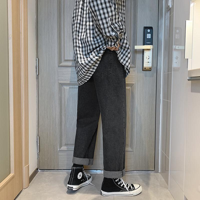 Product Introduction of Celana Jeans Pria Oversize Celana Panjang Pria Dewasa  Kulot Casual Hitam Straight Jeans Jumbo Celana Jeans Putih Wide Leg Pants Biru Baggy Boyfriend Pants Korean Style Denim Warna Blue Basic Promo Black s m l xl xxl xxxl 11