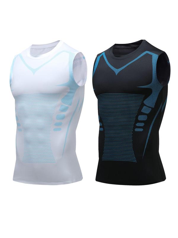 Men's Compression Round Neck Shapewear Tank Top, Quick Drying Breathable Sleeveless Tummy Control Shaper Top, Men Shapewear for All Seasons, Activewear for Runner, Compression Garment 1