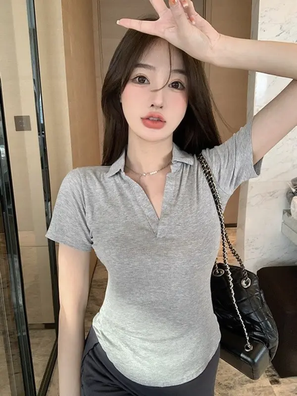 Áo Thun Babytee Nữ Cổ Polo CHIDORI Ôm Body Cotton Co Giãn Thoáng Mát - Size S (1m50-1m62) (40-53kg) (V1: 70-85) Women - Top 1