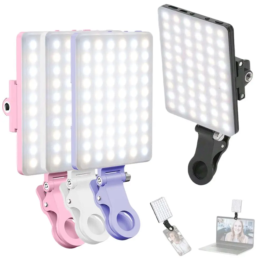 Clip-on Selfie Light, 60 LED Cell Phone Fill Light, CRI 95+ 3 Light Modes Dimmable, 10-level Brightness Adjustment, Rechargeable Clip Fill Video Light, Electronics Accessories