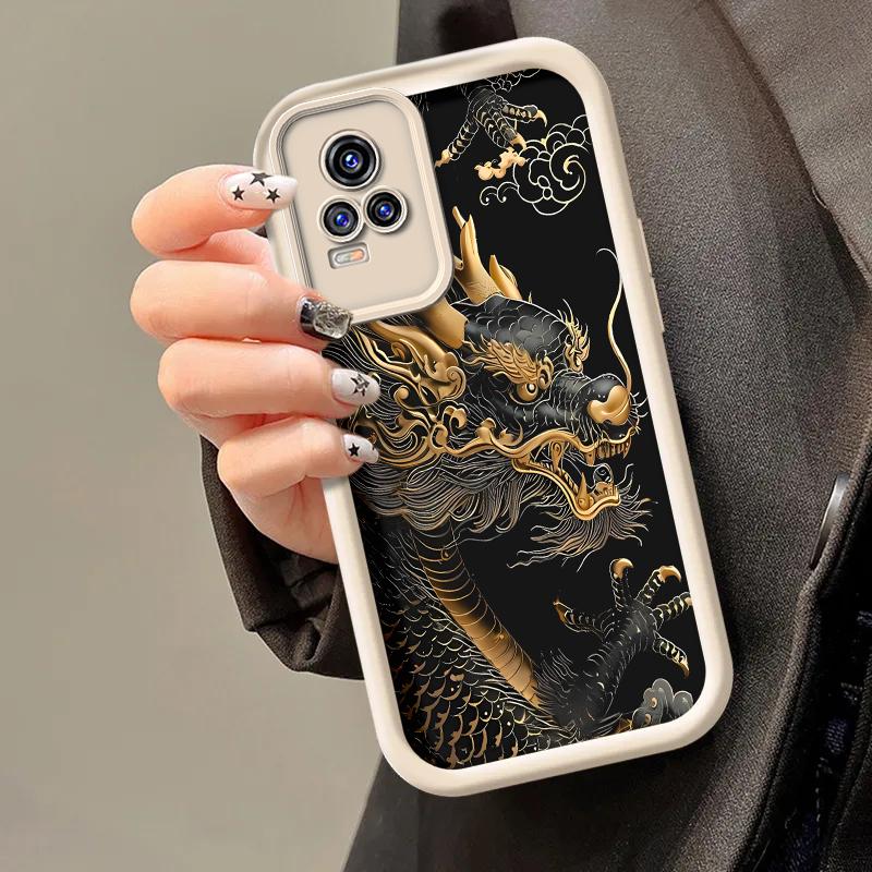 เคสโทรศัพท์ลายมังกร, สำหรับ vivo V20, ป้องกันการตก, กันกระแทก, ฝาหลัง TPU อ่อน, เคส