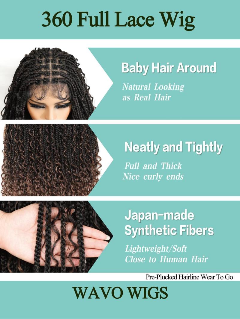 Product Introduction of 32 Inch Long Braided Wigs with Curly Highlight for Women, Gorgeous Fluffy Wigs with Baby Hair, Synthetic Full Lace Wigs for Party, Daily Use 6