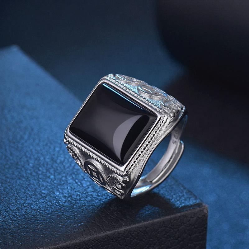 Product Introduction of Fashionable imitation agate gold ring, personalized and simple men's carnelian emerald ring ring 12