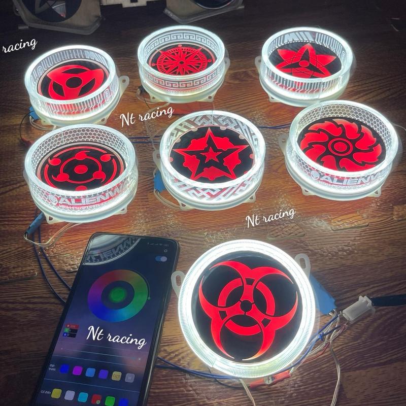 Bộ Đèn Pha Led 3D Sharigan Gắn Bi 3.0 Inch Cho Xe Máy AB, EX, Win, Vario