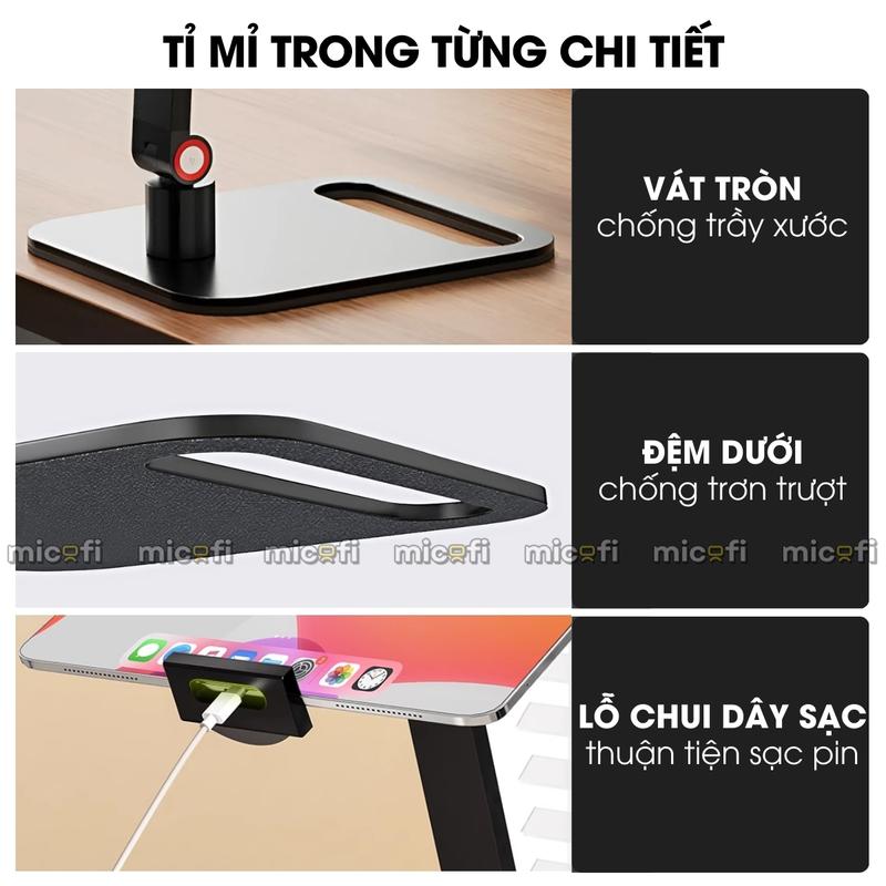 Arm Màn Hình Micofi, Kệ Để Giá Tay Treo Đỡ Màn Hình Phụ Máy Tính Bảng PC iPad Xoay 360 Độ Di Động 8