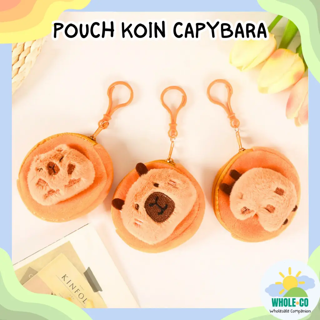 Pouch Koin Capybara Premium Hewan Kapibara Cokelat Pastel Lembut Tempat Uang Lucu Unik Imut Termurah Grosir COD