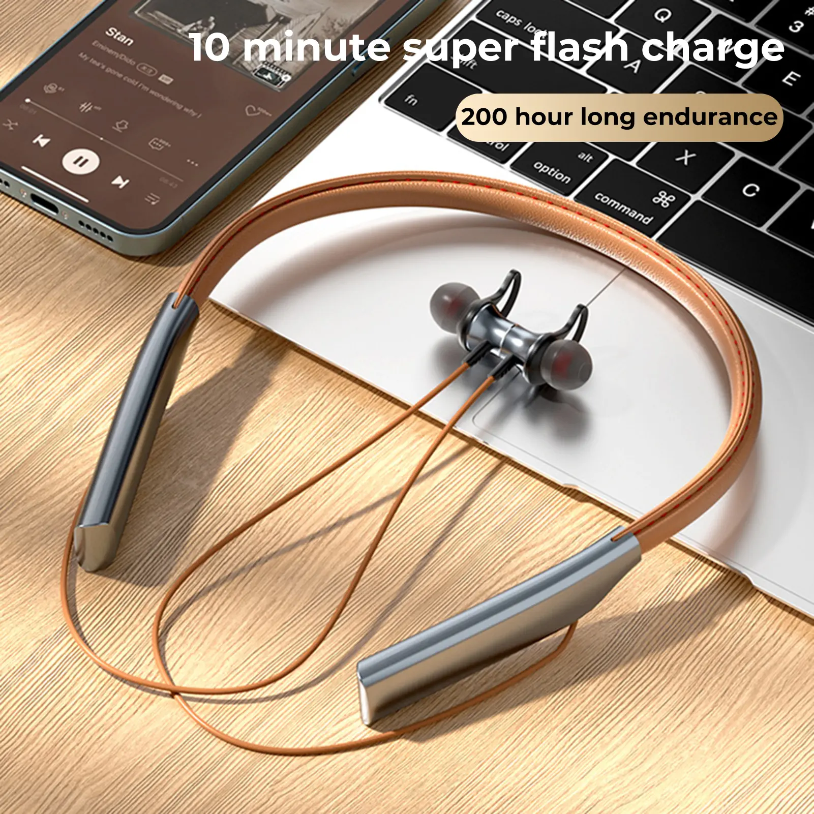 Fon Telinga Sukan, Bes Berat, Tahan Haus, Mudah Alih, Tali Leher HiFi, Serasi Bluetooth 5.0, Untuk Android / iPhone