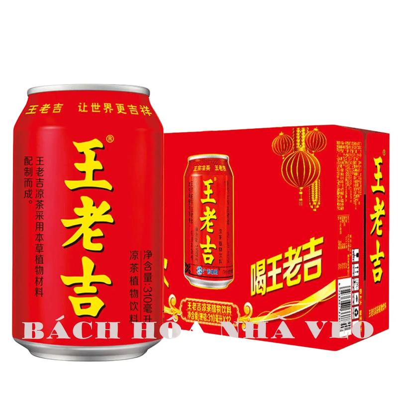   THÙNG 24 Lon  Trà thảo mộc wanglaoji Nước Sâm Trà Lon Đỏ Trung Quốc Hàng Nhập Khẩu Chuẩn Date Mới Chè Nước Trà thảo mộc wanglaoji thơm ngon Tea 