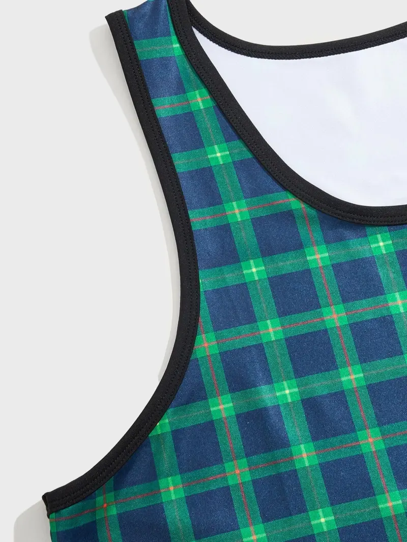 Product Introduction of Men's Plaid Print Tank Top, Regular Fit Casual Comfy Sleeveless Top for Daily Wear, Men's Clothes for All Seasons 4