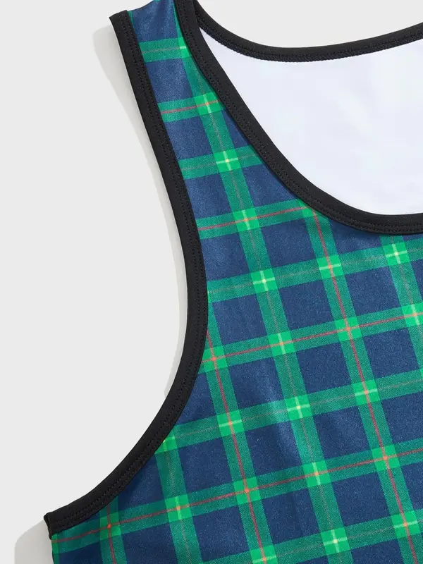 Men's Plaid Print Tank Top, Regular Fit Casual Comfy Sleeveless Top for Daily Wear, Men's Clothes for All Seasons 3