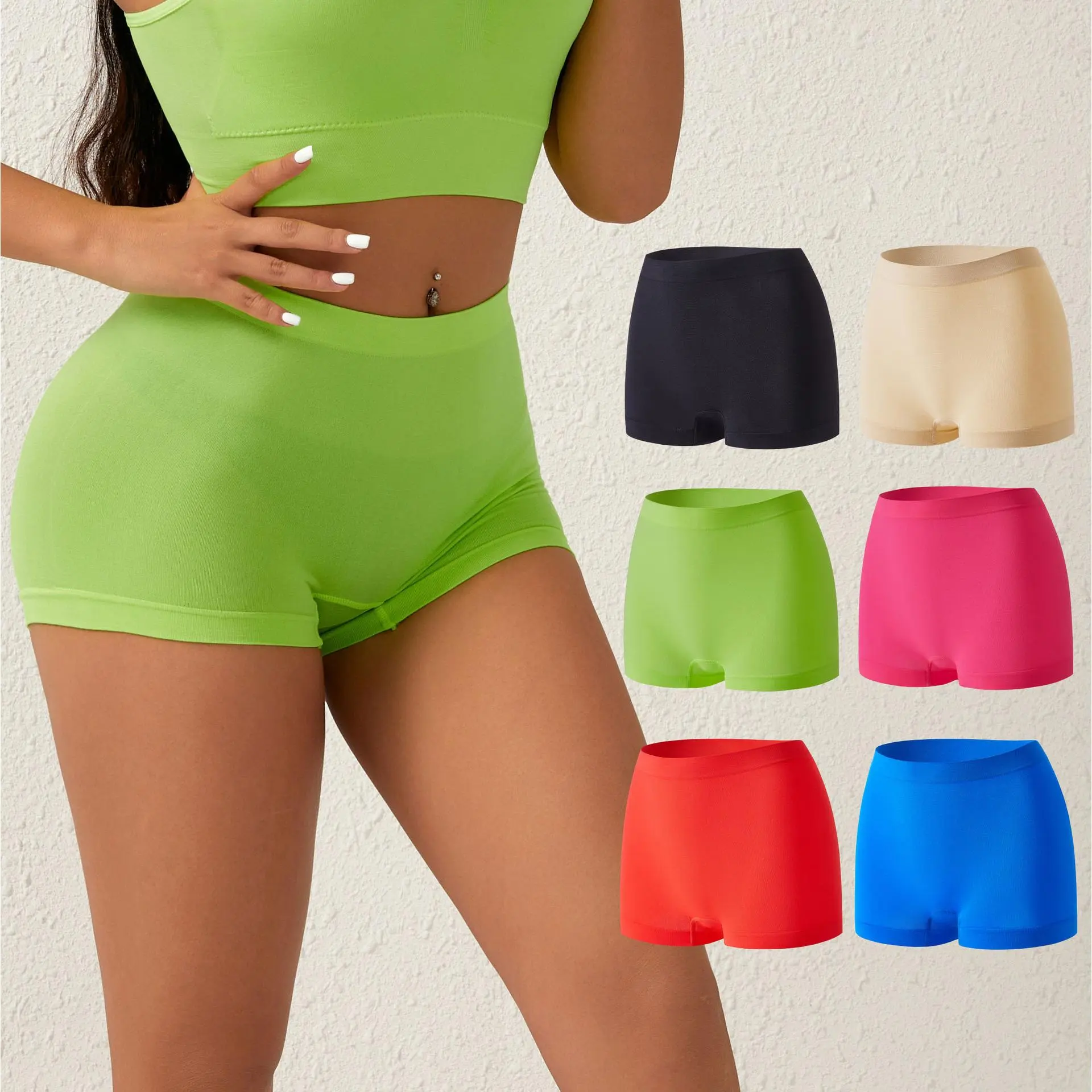 Safety Shorts for Women, Plus Size, Mid-Waist, Boxer Briefs, Thin, Anti-Exposure, Wearable Outside, Hip-Lifting, Sexy Four-Cornered Underwear
