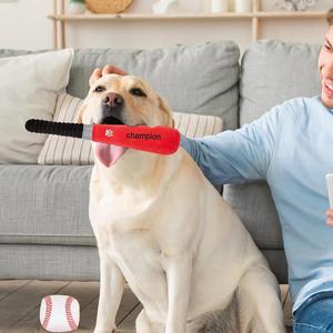 2個セット 野球バット＆野球セット、きしむ犬のおもちゃコウモリの形 - タフな子犬の歯が生える噛み、インタラクティブな大きな品種の噛むおもちゃ、安全なゴム歯科治療のおもちゃ、楽しいトレーニングバイトレリーフ|ホーム裏庭のエクササイズエンターテイメント