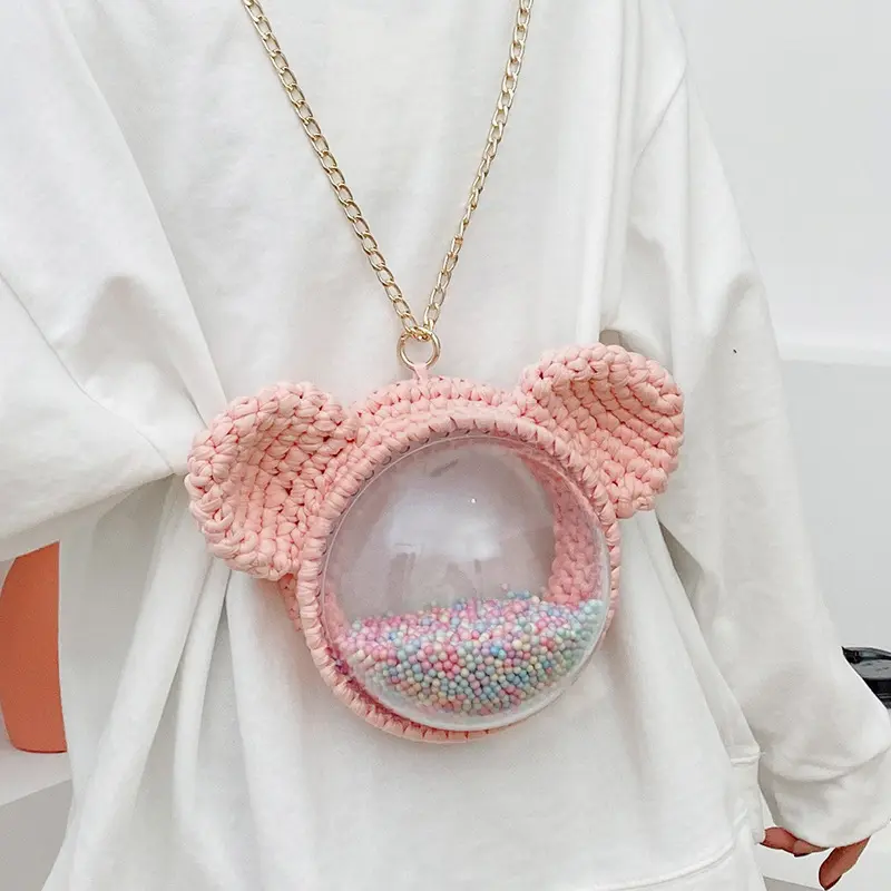 Handmade Sewing Knitting Bag DIY Kit Self-made Cute Cartoon Bear Head Space Cover Single Shoulder Crossbody Bag Finished Product