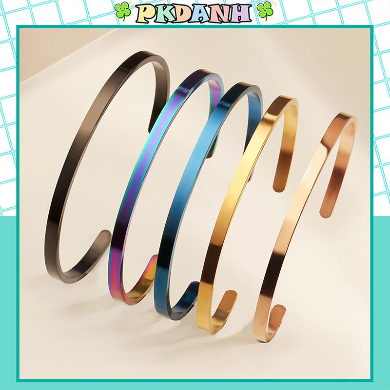 Vòng tay titan không gỉ vòng tay cuff nam nữ lắc tay đôi bạc thiết kế đơn giản thanh lịch trang sức titan cao cấp
