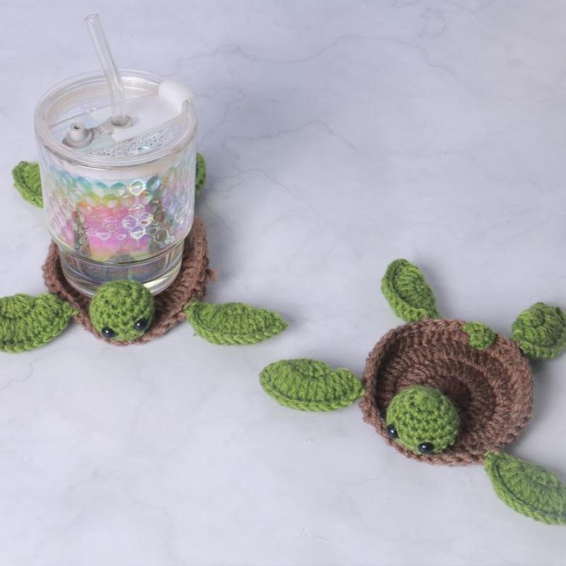 Cute Turtle Design Coaster, Anti-slip Heat Resistant Cup Mat for Home Kitchen Dining Room 7