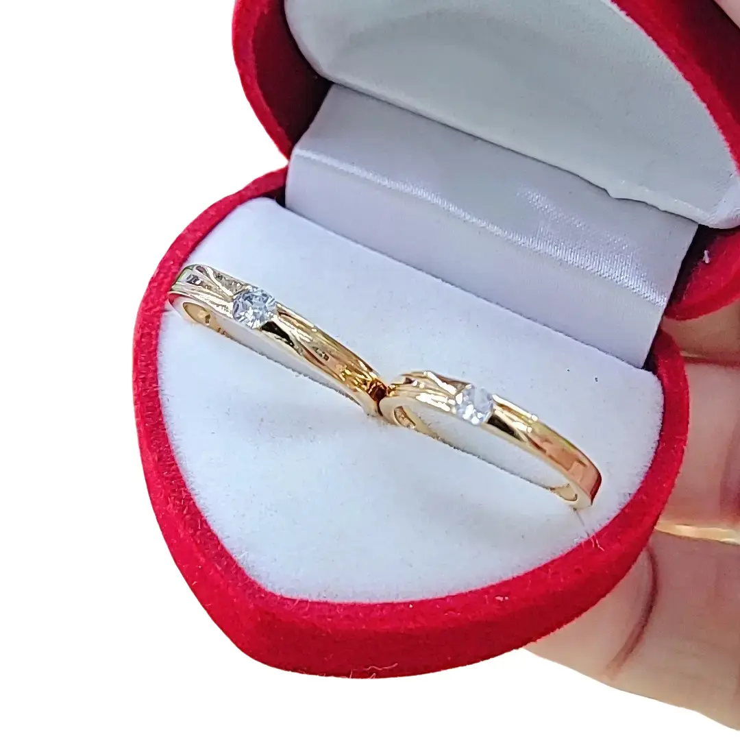 Nhẫn hột chìm bằng đồng đỏ màu vàng miền Tây 750 Phụ Kiện