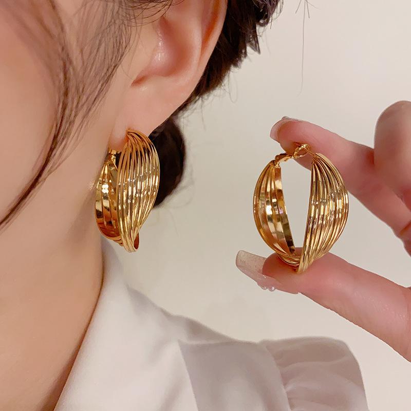 Vòng Tai Kim Loại Xoắn, Thiết Kế Cỡ Lớn Phong Cách Hàn Quốc, Hoa Tai Đơn Giản Và Phong Cách, Dành Cho Phụ Nữ, Xu Hướng Mới, Kim Bạc 925, Kẹp Tai, Duyên Dáng, Người Có Ảnh Hưởng Trực Tuyến 0