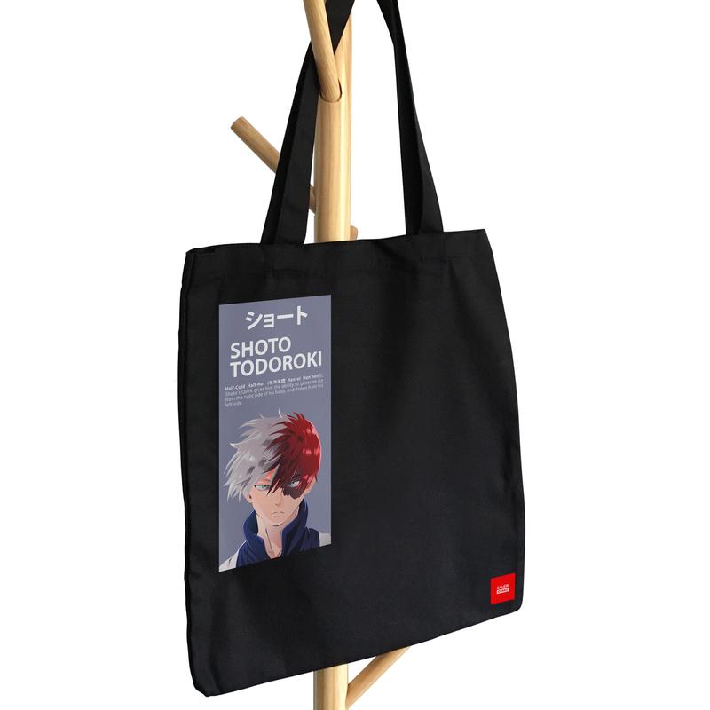 TOTEBAG TODOROKI SHOTO My Hero Academia Totebag Canvas Anime Premium / Totebag Hitam Resleting 0