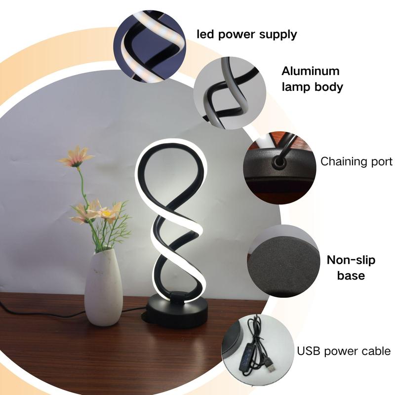 Product Introduction of Spiral Design LED Table Lamp, Touch Control Night Light, 3 Light Modes Desk Lamp for Home Living Room Bedroom Decor 3