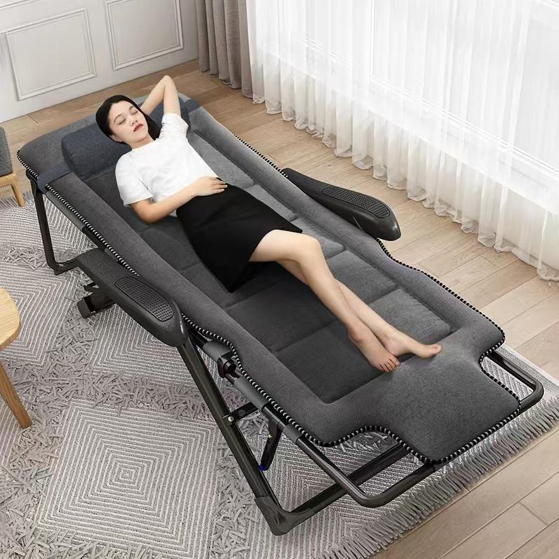 180*56*32cm-Ghế lười Giường gấp gọn Hỗ trợ đầu Ghế xếp Cái gối Khung thép carbon Vải dày,Có thể nhanh chóng mở và gấp, bạn có thể nằm xuống và nghỉ ngơi mọi lúc, mọi nơi đen trắng thoải mái ghế tựa giường  gấp khung sắt giường gấp đa năng inox
