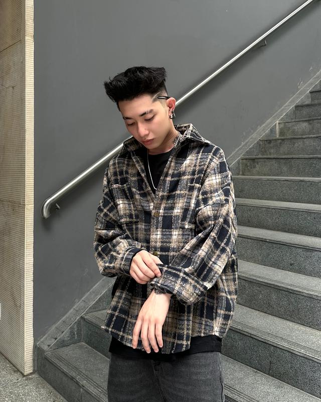 Áo sơ mi tay dài flanel FAFIC nút jean gài from rộng chất dạ ép dày số 2 nam