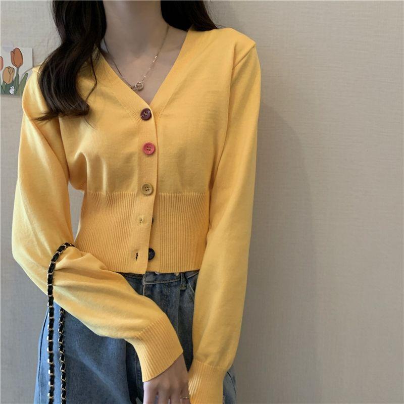 Product Introduction of Áo Thun Dài Tay Cho Nữ, Áo Ngắn Cạp Cao, Cổ Chữ V, Sang Trọng, Hàng Dệt Kim, Mùa Xuân Và Mùa Thu Top 11