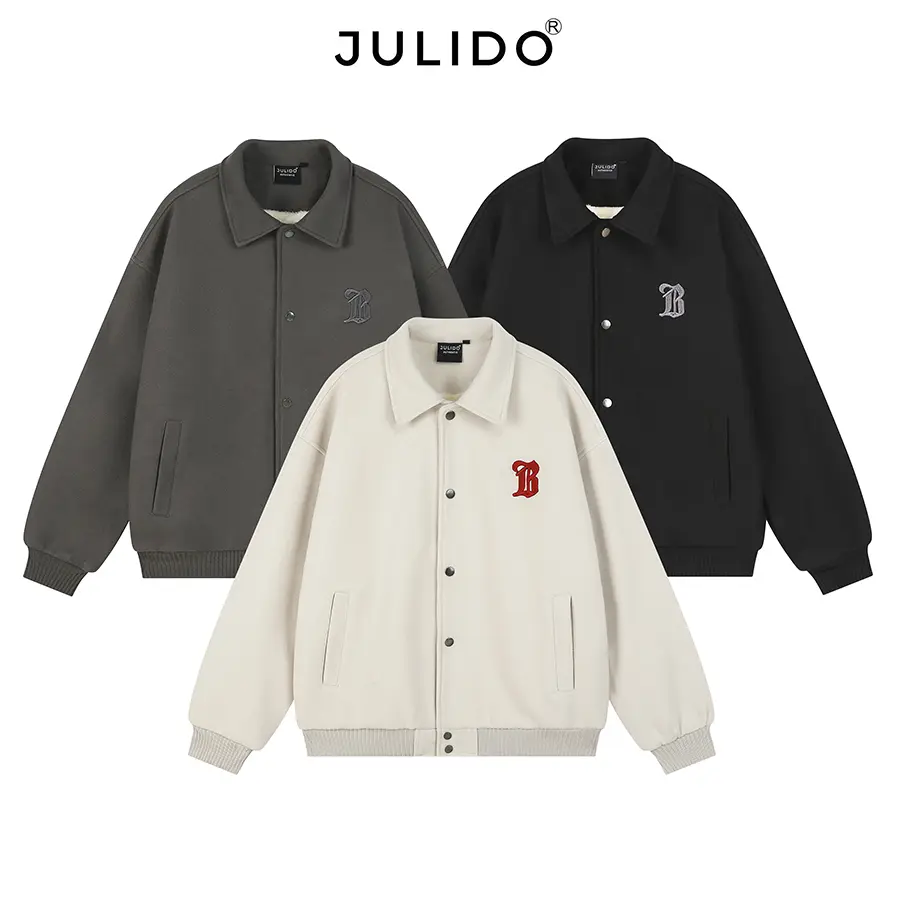 [DEAL MỞ BÁN] (Form Rộng) Áo khoác dạ lót lông Varsity nam nữ JULIDO, chất vải dạ ép dày dặn lót lông cừu cao cấp