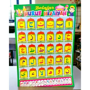 Poster Edukasi Anak Cara Shalat Wudhu Abjad Hijaiyah Angka Huruf Hijau Biru LS Ukuran 34x49 cm Berat 45 gram Pendidikan Anak Berkualitas