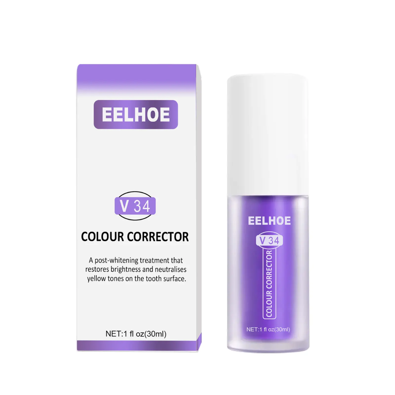 Eelhoe V34 Teeth Whitening Toothpaste Oral Dazzling White Cleaning Tooth Stains Dazzling White Teeth Purple Toothpaste